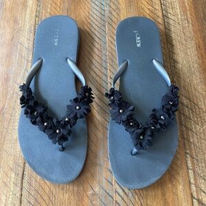 Women’s J.Crew Floral Flip Flops Sandals 9